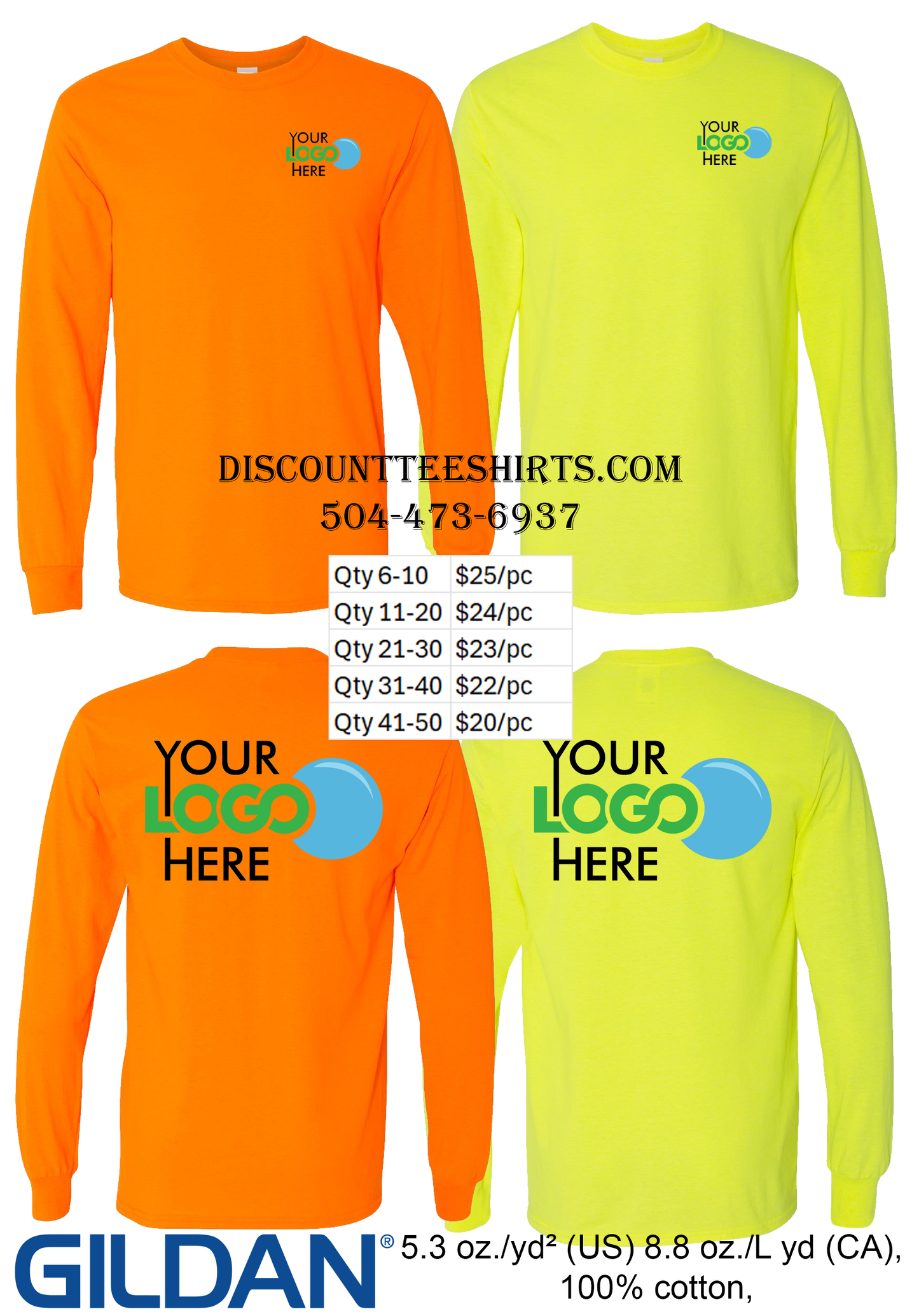 GILDAN - LONG SLEEVE - SAFETY SHIRTS AS LOW AS $20/PC - FREE SHIPPING!