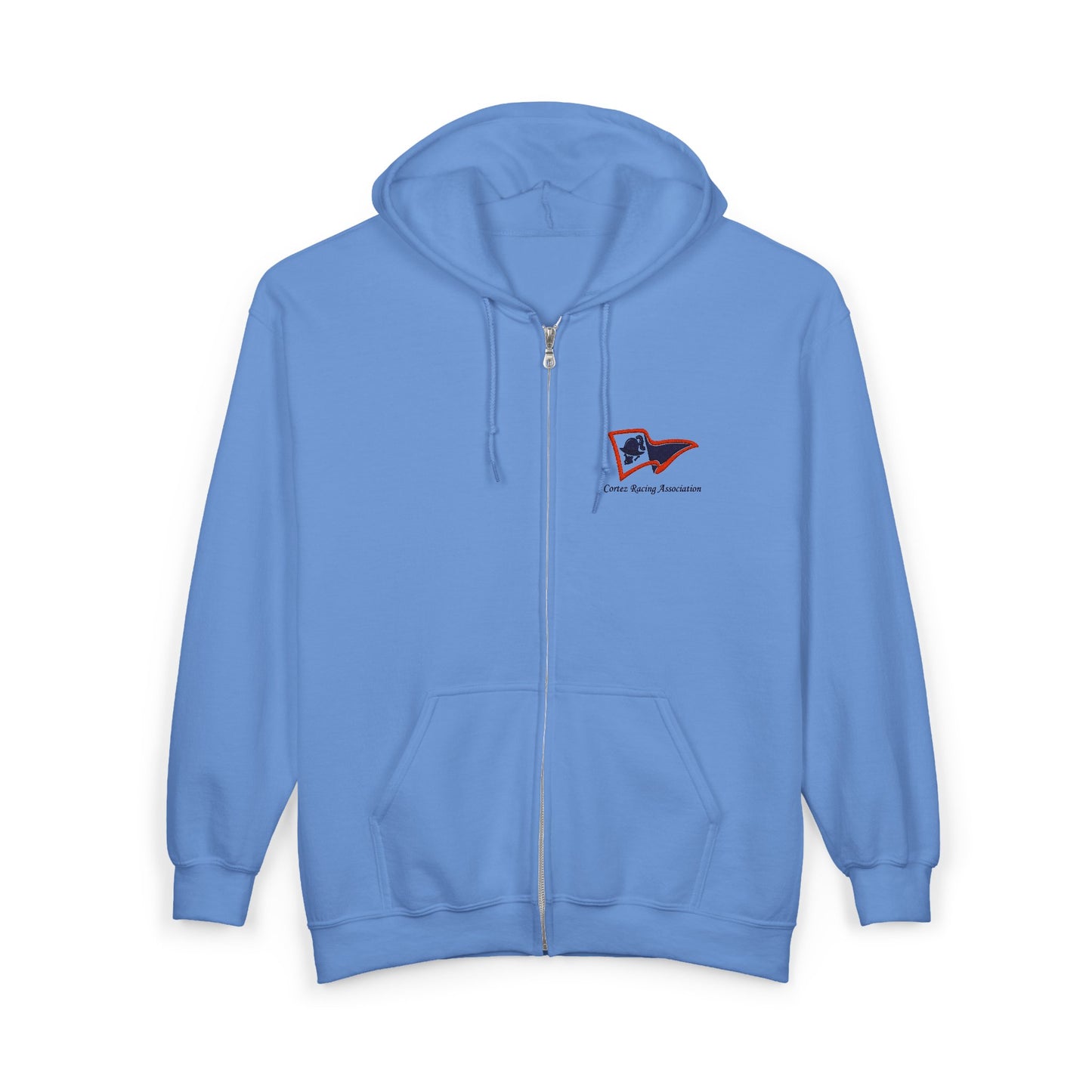 Vintage Wave Flag Full-Zip Hoodie — Small Chest Logo