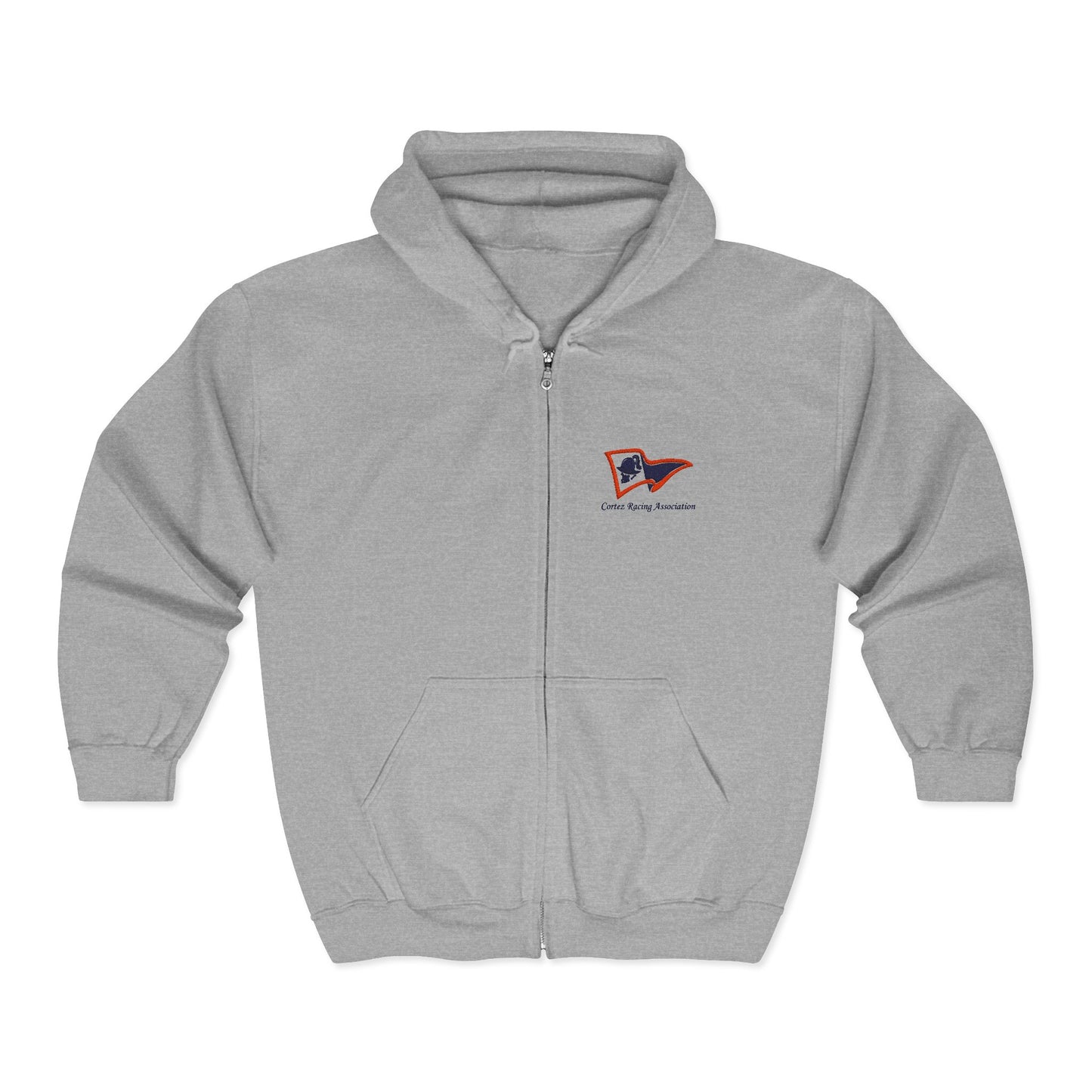 Vintage Wave Flag Full-Zip Hoodie — Small Chest Logo