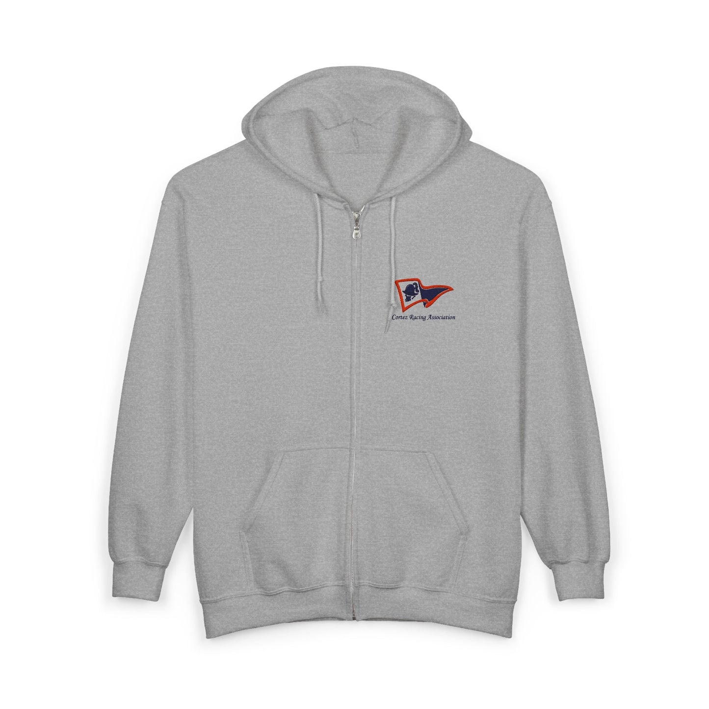Vintage Wave Flag Full-Zip Hoodie — Small Chest Logo