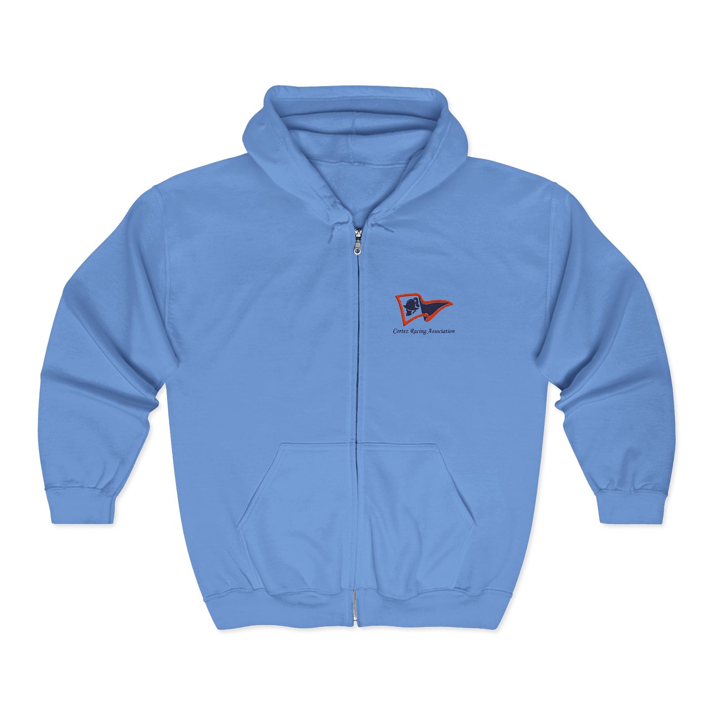 Vintage Wave Flag Full-Zip Hoodie — Small Chest Logo