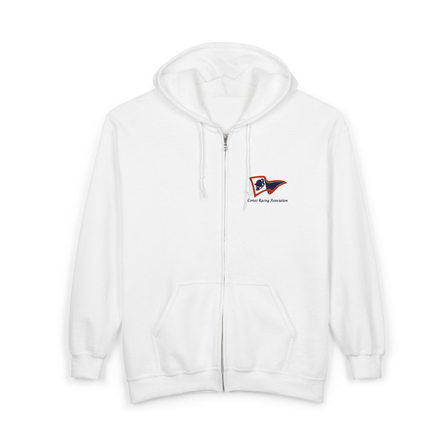 Vintage Wave Flag Full-Zip Hoodie — Small Chest Logo
