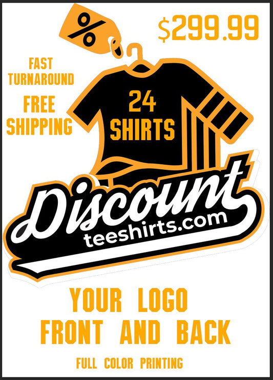 Quantity 24 - Short Sleeve shirts - Multiple colors - Full color printing