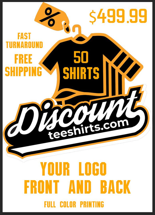 Quantity 50 - Short Sleeve shirts - Multiple colors - Full color printing