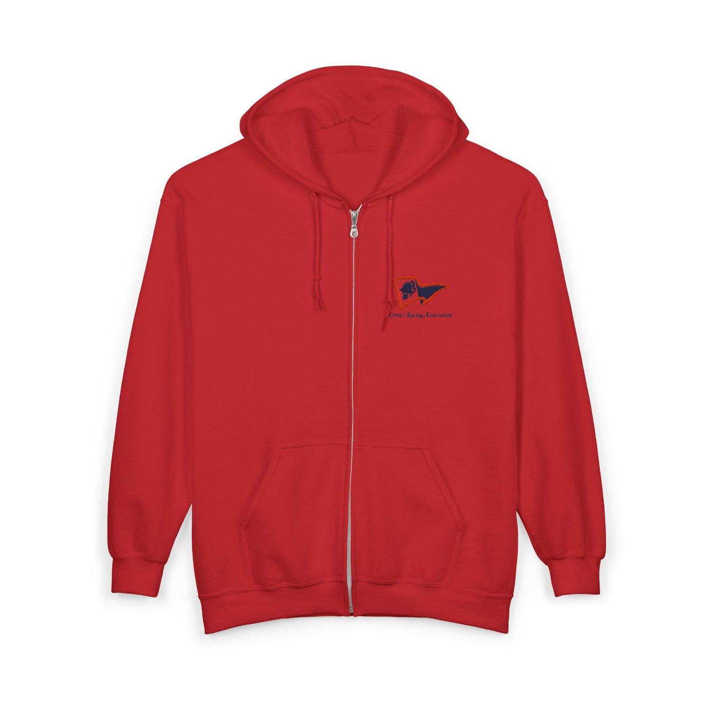 Vintage Wave Flag Full-Zip Hoodie — Small Chest Logo