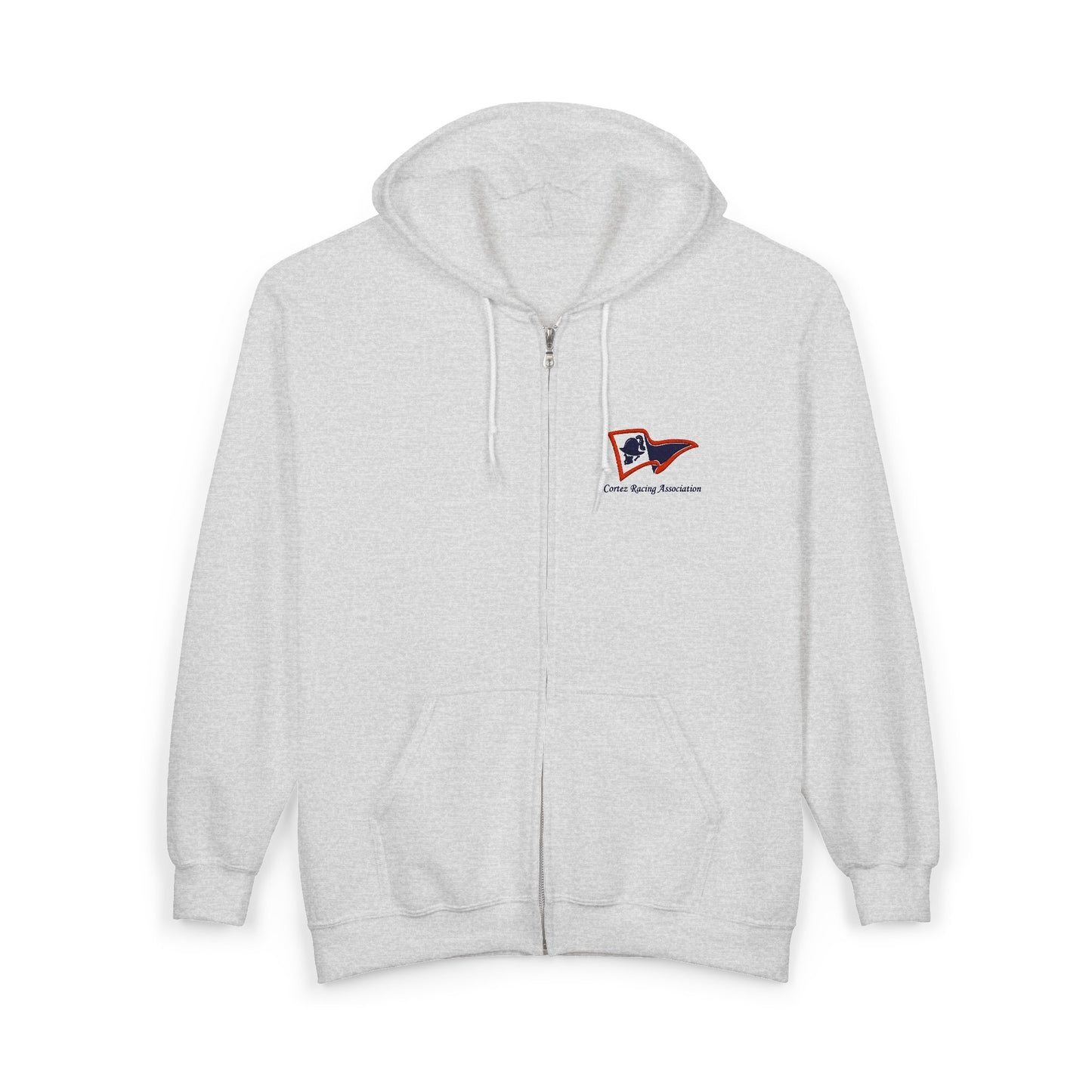 Vintage Wave Flag Full-Zip Hoodie — Small Chest Logo