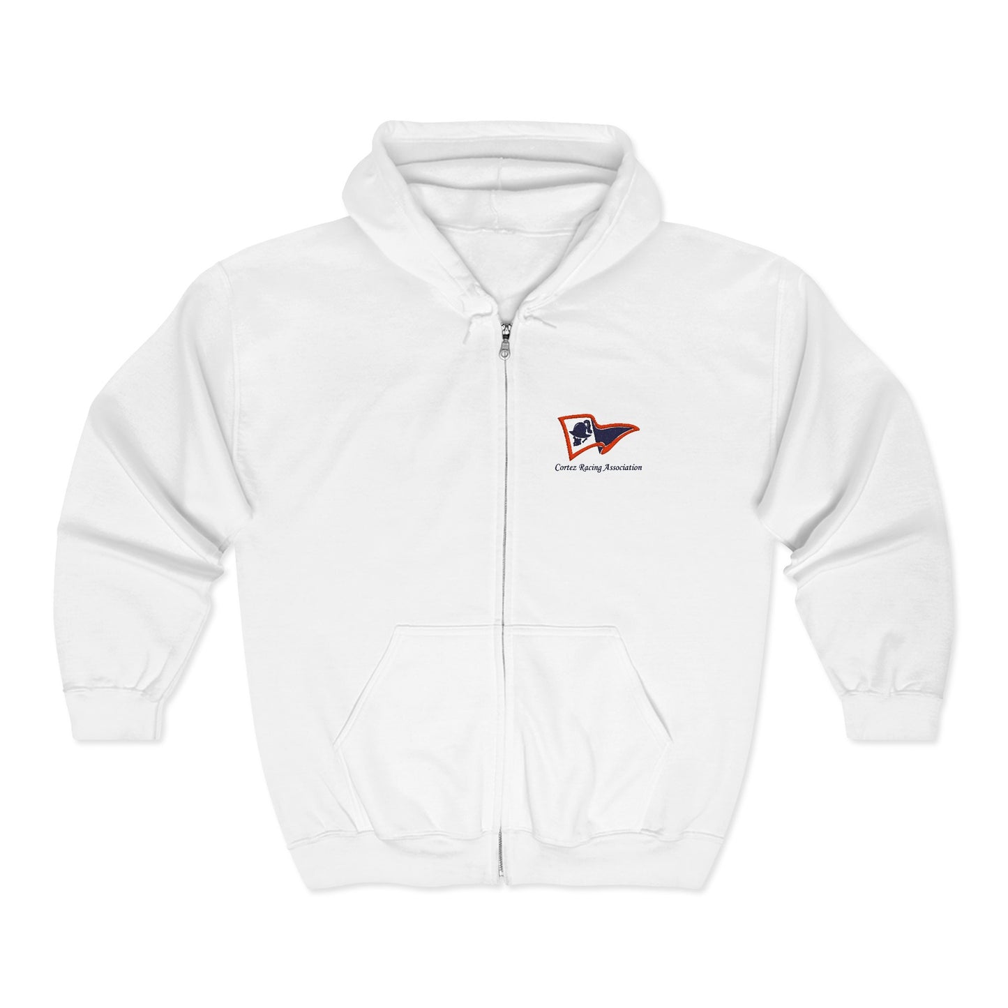 Vintage Wave Flag Full-Zip Hoodie — Small Chest Logo