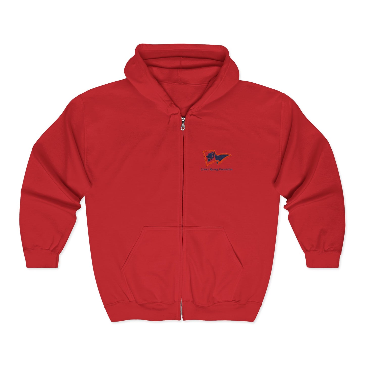 Vintage Wave Flag Full-Zip Hoodie — Small Chest Logo