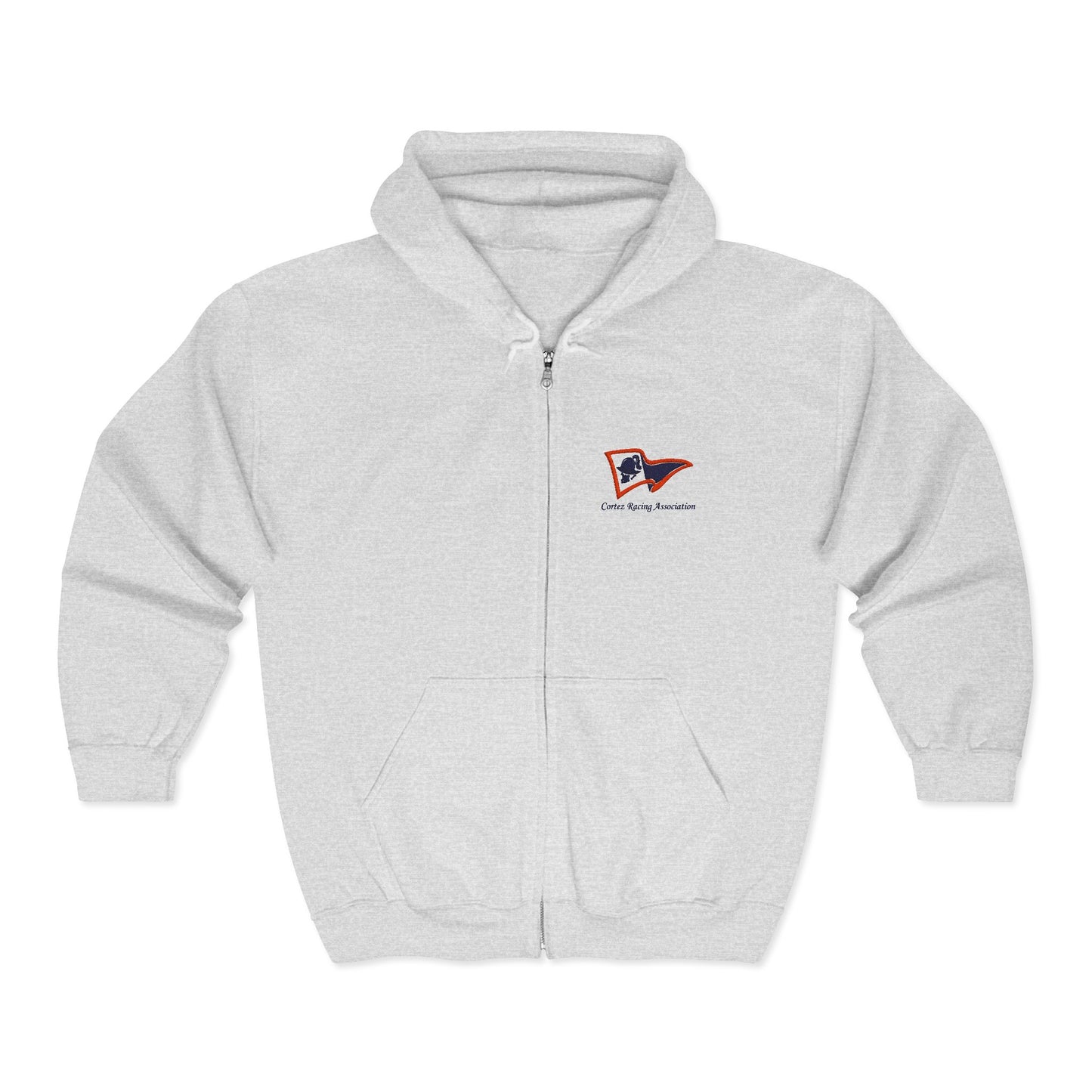 Vintage Wave Flag Full-Zip Hoodie — Small Chest Logo
