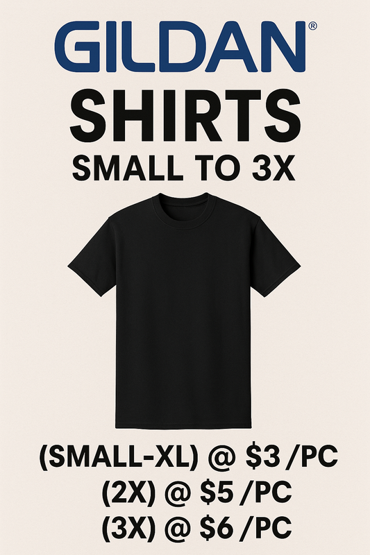 GILDAN G5000 - (SMALL TO 3X) (BLACK ONLY)